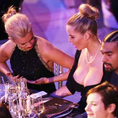 Checking big tits in public dinner party